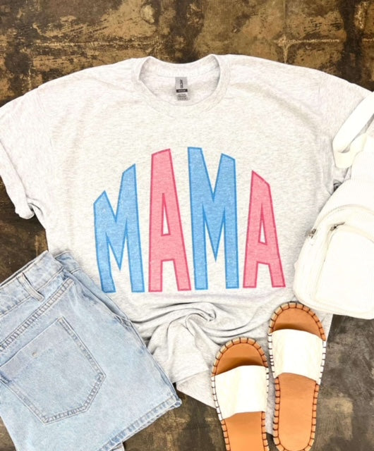 Pink & Blue Mama Arched tee