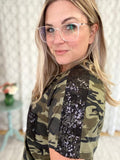 Feeling Fine Camo Sequins Top
