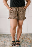 Short Leash Ruffled Shorts In Taupe