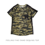 Feeling Fine Camo Sequins Top