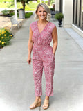 Going Places Dotted Jumpsuit in Red