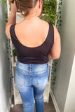 Dark Wash Distressed Leopard Skinny Jeans