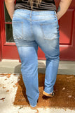 Dark Wash Distressed Leopard Skinny Jeans