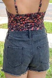 Black High Rise Frayed Hem Denim Shorts