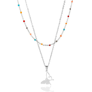 *RTS* Multi Color beaded Butterfly Necklace