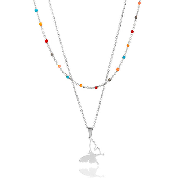 *RTS* Multi Color beaded Butterfly Necklace