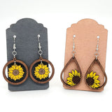 *RTS* Wooden Sunflower Earrings