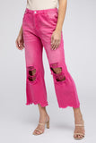 Distressed Vintage Washed Wide Leg Pants