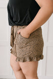 Short Leash Ruffled Shorts In Taupe