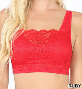 Seamless Bralette with Front Lace Cover - Plus
