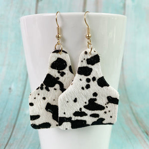 *RTS*  Cow Tag Leather Earrings