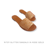 Ritzy Glitter Sandals in Rose Gold