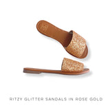 Ritzy Glitter Sandals in Rose Gold